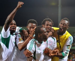 Eagles celebrate against Ethiopia
