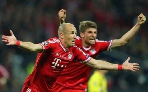 Robben celebrates against Dortmund
