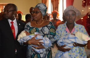 Fayemi wife with triplet mum