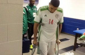 Leon Balogun crutches